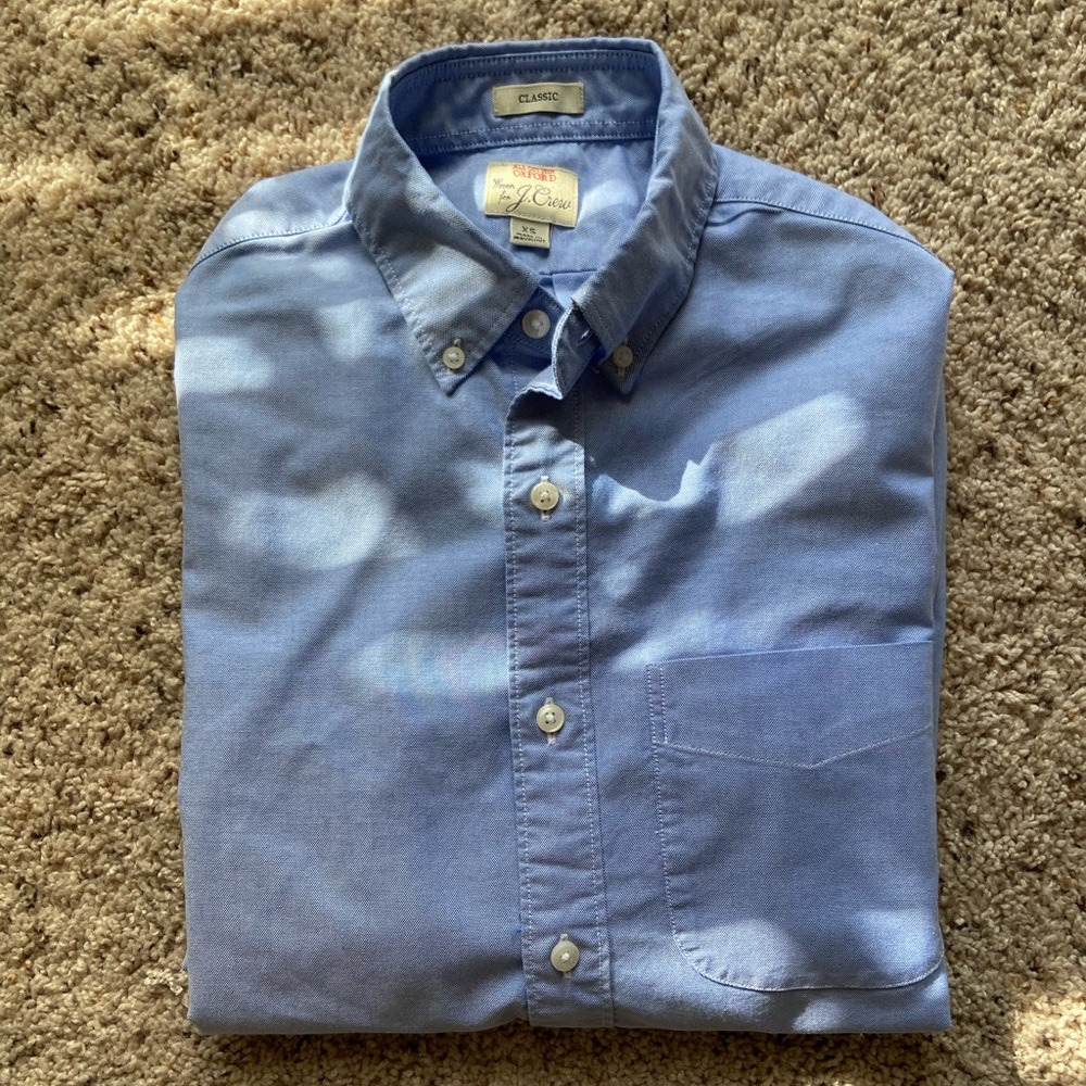 J. Crew Blue Oxford Cloth Long Sleeve Shirt